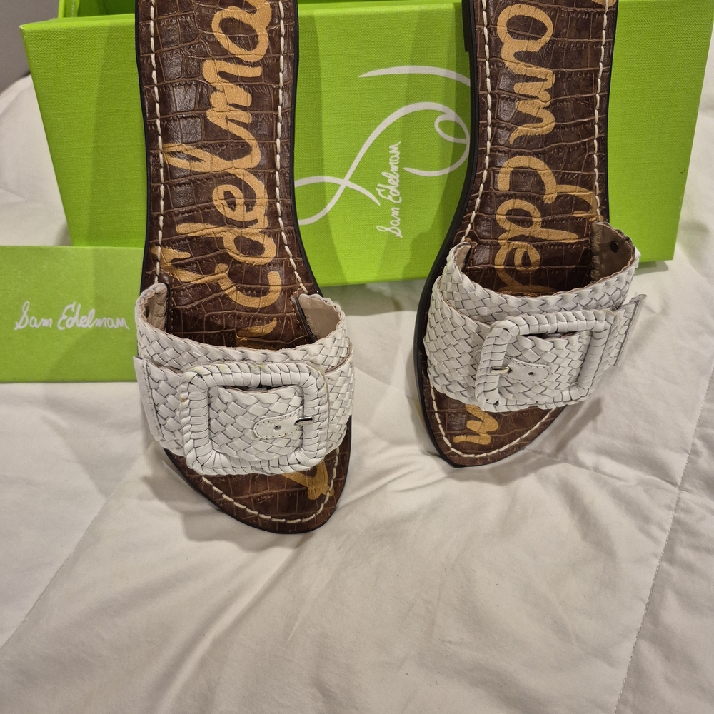 Sam Edelman White Woven Sandals